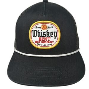 Whiskey Bent Trucker Hat Black One Size Mesh Rope Patch Snapback Old School